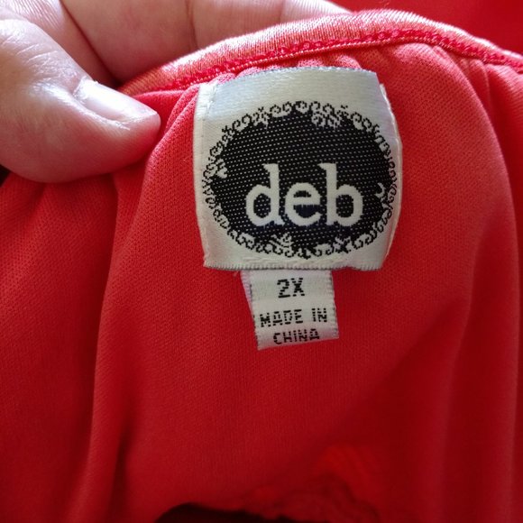 Deb Coral High/Low Chevron Mesh Dress 2X - Picture 8 of 10